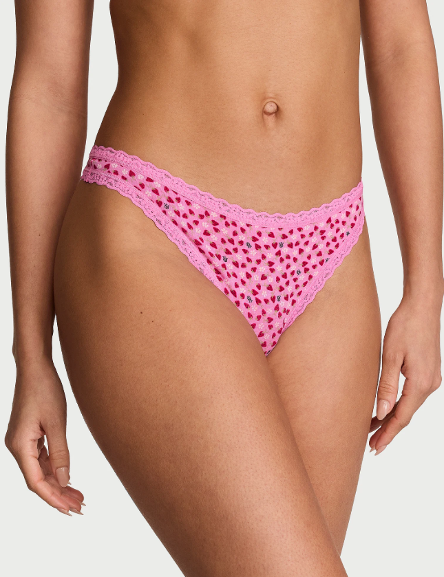 Colaless Victoria Secret´s algodón con cintura de encaje rosa XL